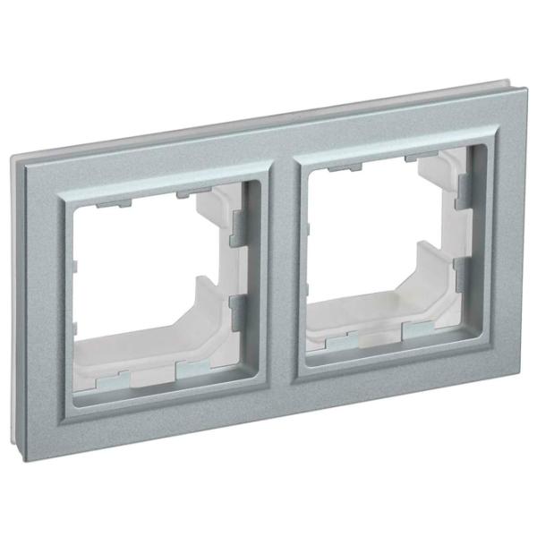 Ramă pentru priză și întrerupătoar IEK BR-M22-44-K47 Silver / 2 photo 4