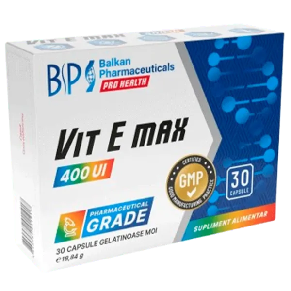 Vitamine și minerale Balkan Pharmaceuticals Vit E MAX (4840982011917) 30 capsule photo 1 Vitamine și minerale Balkan Pharmaceuticals Vit E MAX (4840982011917) 30 capsule photo 1