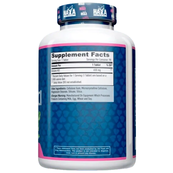 Vitamine și minerale Haya Labs Betain HCL (853809007820) 90 photo 2 Vitamine și minerale Haya Labs Betain HCL (853809007820) 90 photo 2