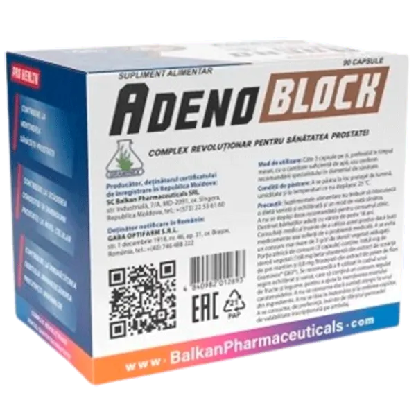 Vitamine și minerale Balkan Pharmaceuticals AdenoBlok (4840982012693) 90 capsule photo 2