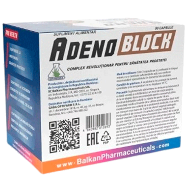 Vitamine și minerale Balkan Pharmaceuticals AdenoBlok (4840982012693) 90 capsule photo 2