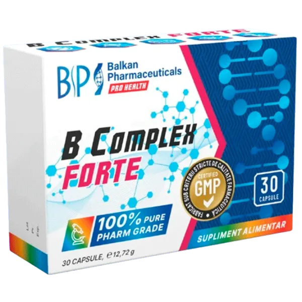 Vitamine și minerale Balkan Pharmaceuticals B complex Forte (4840982011726) 30 capsule photo 1 Vitamine și minerale Balkan Pharmaceuticals B complex Forte (4840982011726) 30 capsule photo 1