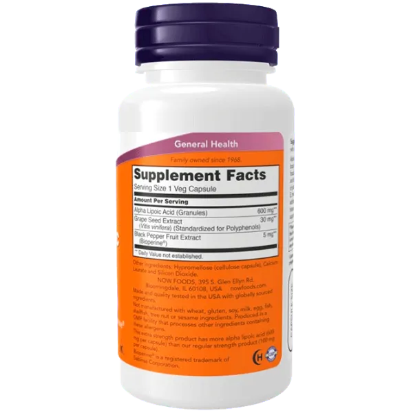 Vitamine și minerale Now Foods Alpha Lipoic Acid (733739030467) 60 photo 2