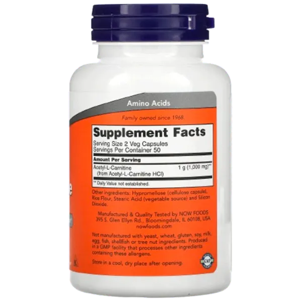 Витамины и минералы Now Foods ACETYL L-CARN (733739000767) 100 капсул photo 2 Витамины и минералы Now Foods ACETYL L-CARN (733739000767) 100 капсул photo 2