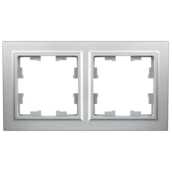 Ramă pentru priză și întrerupătoar IEK BR-M22-K47 Silver / 2 photo 1