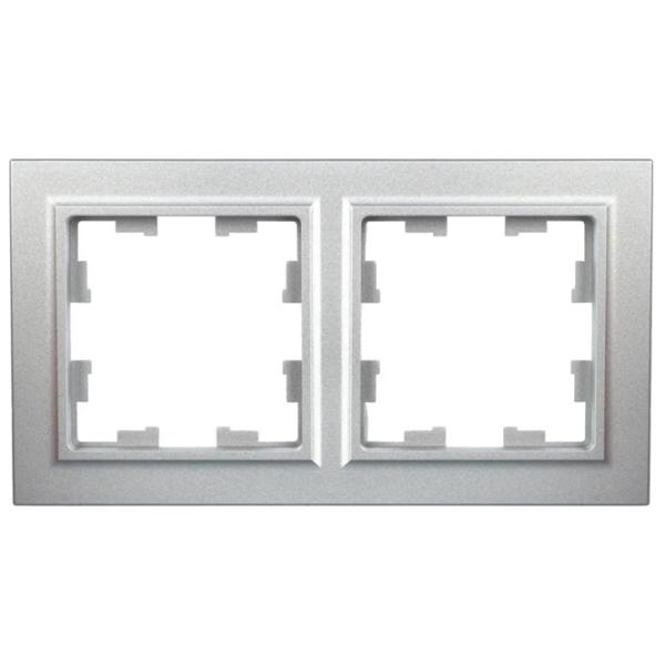 Ramă pentru priză și întrerupătoar IEK BR-M22-K47 Silver / 2 photo 1