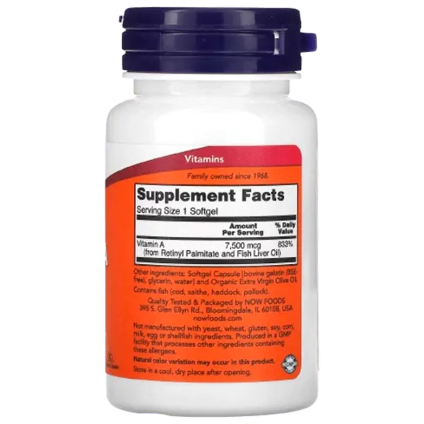 Vitamine și minerale Now Foods A 25000 IU (733739003409) 100 capsule photo 2 Vitamine și minerale Now Foods A 25000 IU (733739003409) 100 capsule photo 2