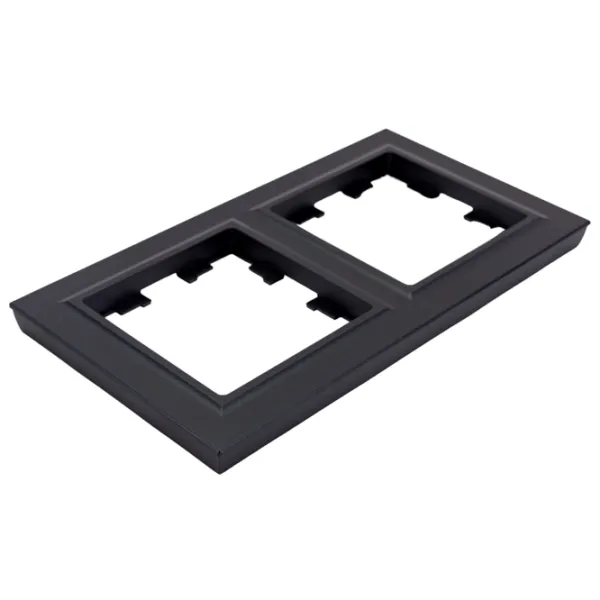 Ramă pentru priză și întrerupătoar IEK BR-M22-K02 Black / 2 photo 1