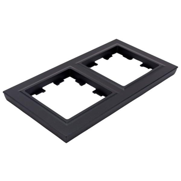 Ramă pentru priză și întrerupătoar IEK BR-M22-K02 Black / 2 photo 1