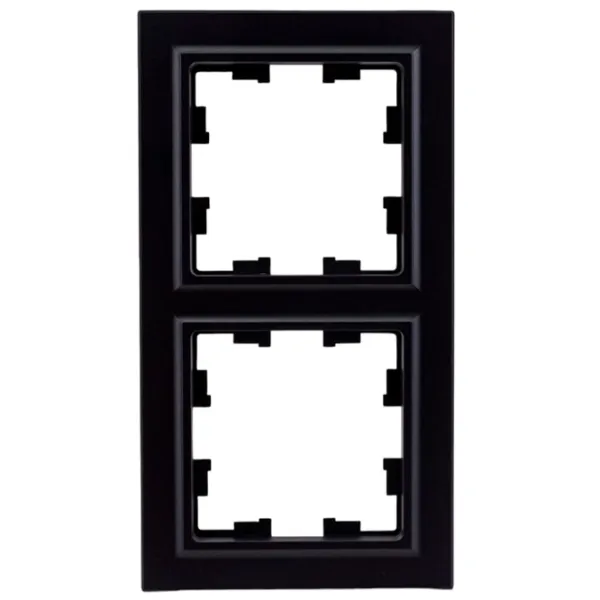 Ramă pentru priză și întrerupătoar IEK BR-M22-K02 Black / 2 photo 5