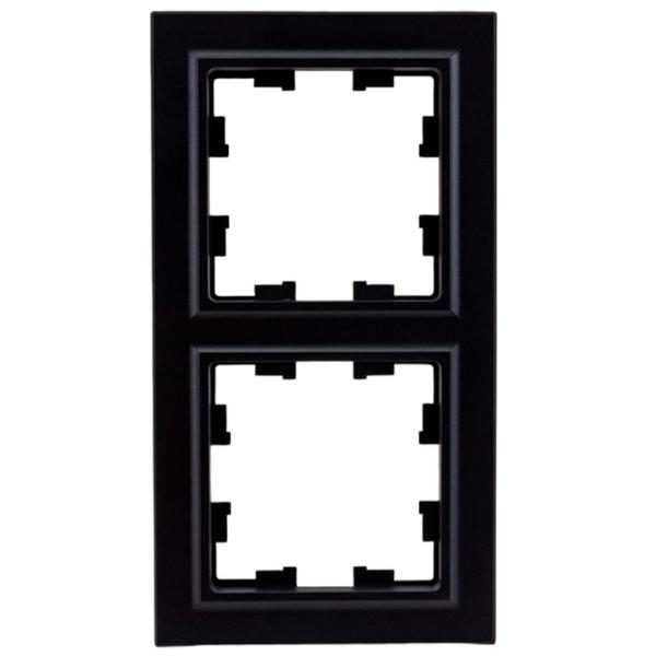 Ramă pentru priză și întrerupătoar IEK BR-M22-K02 Black / 2 photo 5