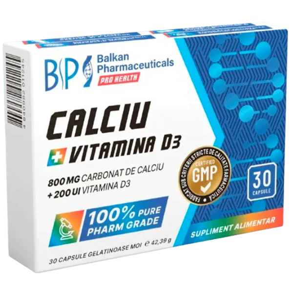 Vitamine Balkan Pharmaceuticals CALCIU + VITAMINA D3 (4840982011245) 30 capsule photo 1 Vitamine Balkan Pharmaceuticals CALCIU + VITAMINA D3 (4840982011245) 30 capsule photo 1