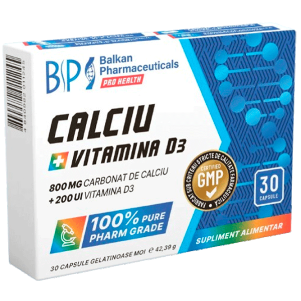 Vitamine Balkan Pharmaceuticals CALCIU + VITAMINA D3 (4840982011245) 30 capsule photo 1 Vitamine Balkan Pharmaceuticals CALCIU + VITAMINA D3 (4840982011245) 30 capsule photo 1
