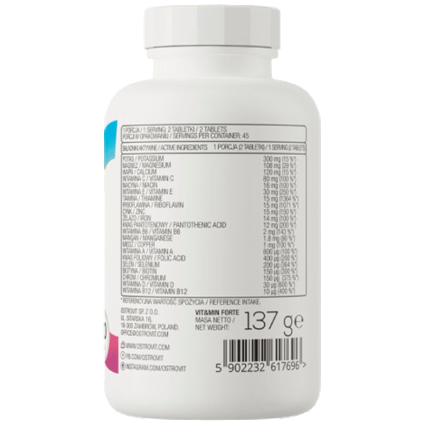 Витамины и минералы OstroVit Vit&Min FORTE (5902232617696) 90 photo 3 Витамины и минералы OstroVit Vit&Min FORTE (5902232617696) 90 photo 3
