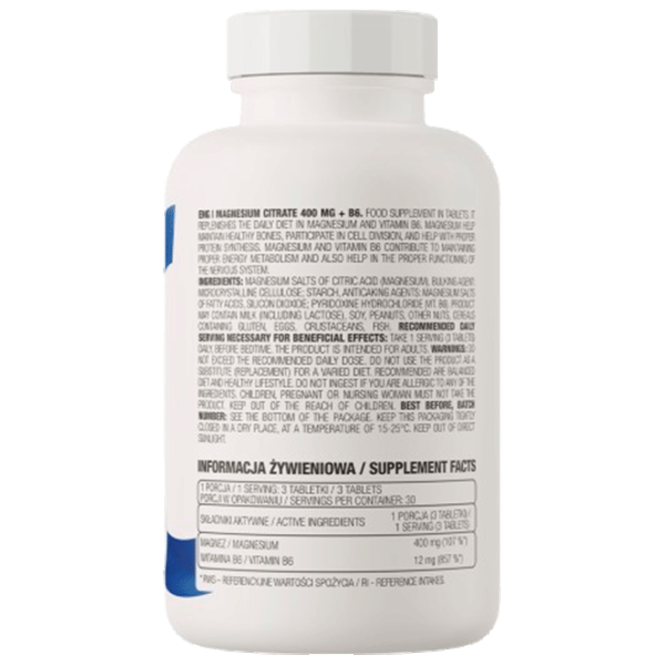 Vitamine și minerale OstroVit Magnesium Citrate + B6 (5903246229516) 90 photo 3