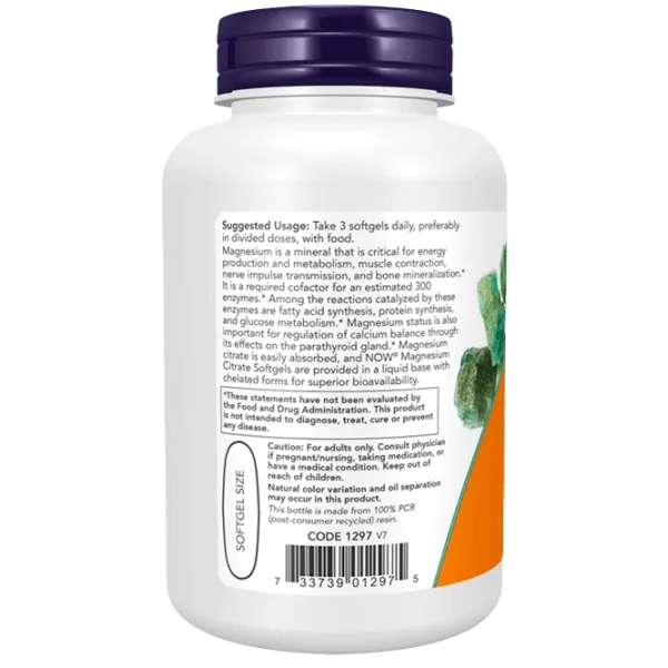 Витамины и минералы Now Foods Magnesium Citrate (733739012975) 90 капсул photo 3