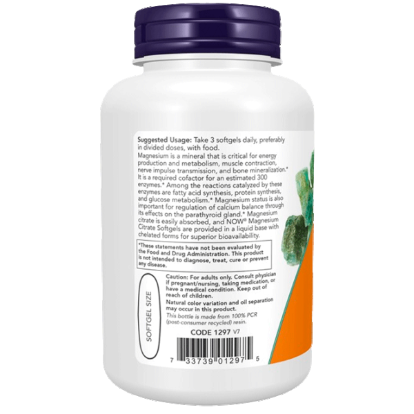 Витамины и минералы Now Foods Magnesium Citrate (733739012975) 90 капсул photo 3