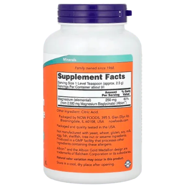 Витамины и минералы Now Foods MAGNESIUM BISGLYCINATE POWDER (733739012999)  photo 2 Витамины и минералы Now Foods MAGNESIUM BISGLYCINATE POWDER (733739012999)  photo 2