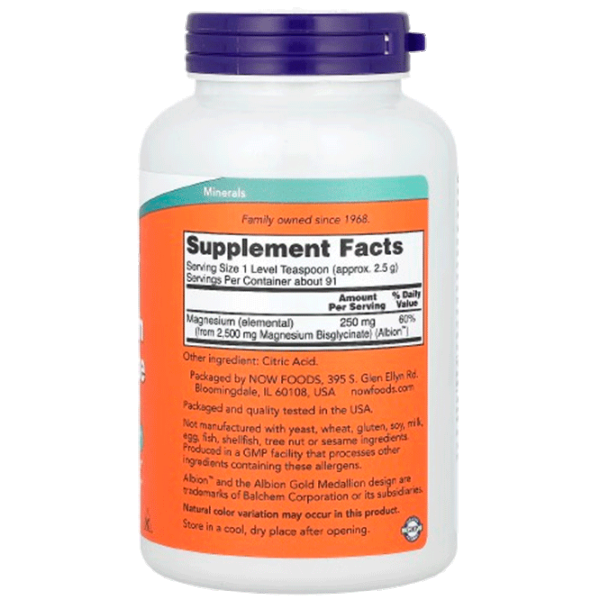 Витамины и минералы Now Foods MAGNESIUM BISGLYCINATE POWDER (733739012999)  photo 2 Витамины и минералы Now Foods MAGNESIUM BISGLYCINATE POWDER (733739012999)  photo 2