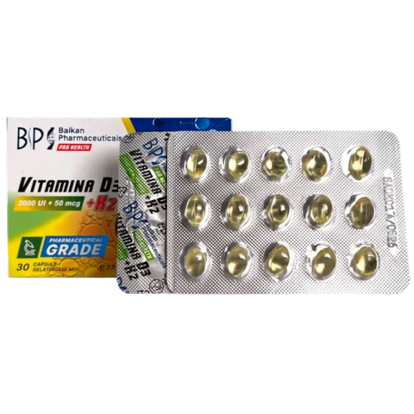 Vitamine și minerale Balkan Pharmaceuticals Vitamin D3 + K2 (4840982013096) 30 capsule photo 2