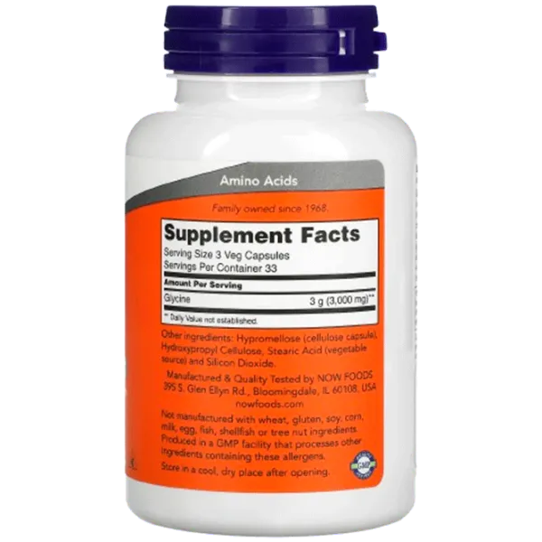 Vitamine și minerale Now Foods Glycine (733739001078) 100 capsule photo 2 Vitamine și minerale Now Foods Glycine (733739001078) 100 capsule photo 2