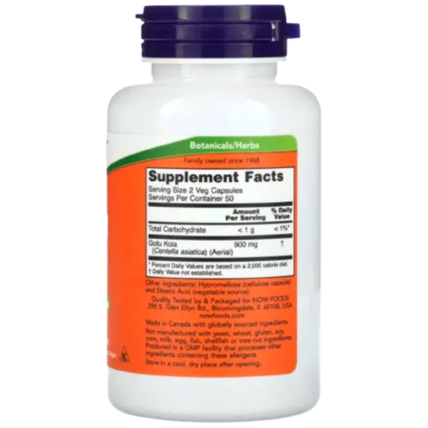Vitamine și minerale Now Foods GOTU KOLA (733739047007) 100 capsule photo 2 Vitamine și minerale Now Foods GOTU KOLA (733739047007) 100 capsule photo 2