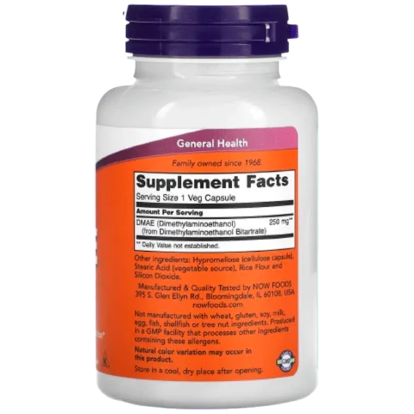 Vitamine și minerale Now Foods DMAE (733739030900) 100 capsule photo 2 Vitamine și minerale Now Foods DMAE (733739030900) 100 capsule photo 2
