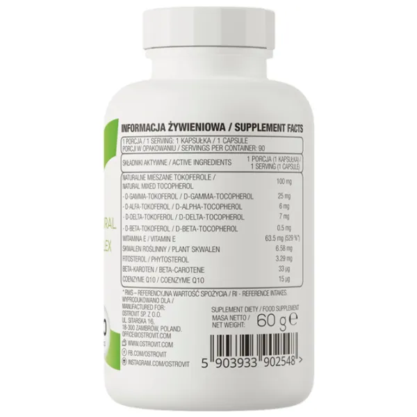 Витамины и минералы OstroVit Vitamin E (5903933902548) 90 капсул photo 3