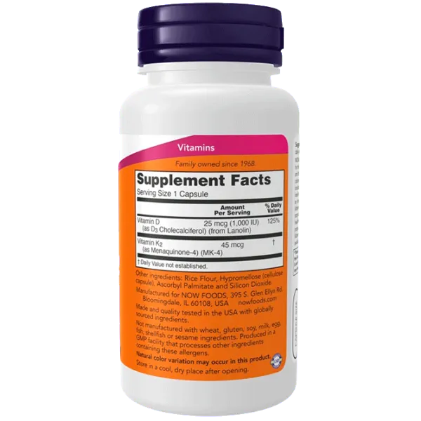 Витамины и минералы Now Foods Vitamin D-3 & K-2 (733739003690) 120 photo 2 Витамины и минералы Now Foods Vitamin D-3 & K-2 (733739003690) 120 photo 2