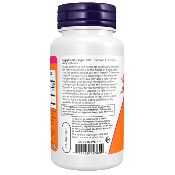 Витамины и минералы Now Foods Vitamin D-3 & K-2 (733739003690) 120 photo 3 Витамины и минералы Now Foods Vitamin D-3 & K-2 (733739003690) 120 photo 3