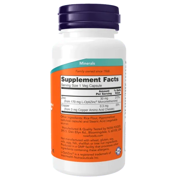 Витамины и минералы Now Foods L-OPTIZINC (733739015105) 100 капсул photo 3 Витамины и минералы Now Foods L-OPTIZINC (733739015105) 100 капсул photo 3