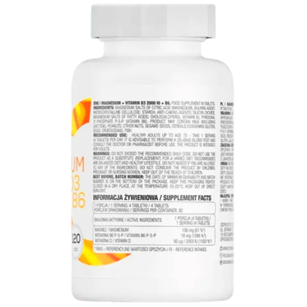 Витамины и минералы OstroVit Magnesium + Vitamin D3 2000 IU + B6 (5903933912493) 120 photo 2 Витамины и минералы OstroVit Magnesium + Vitamin D3 2000 IU + B6 (5903933912493) 120 photo 2