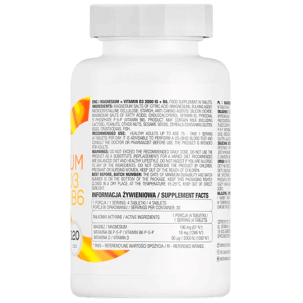 Витамины и минералы OstroVit Magnesium + Vitamin D3 2000 IU + B6 (5903933912493) 120 photo 2 Витамины и минералы OstroVit Magnesium + Vitamin D3 2000 IU + B6 (5903933912493) 120 photo 2