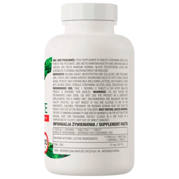 Витамины и минералы OstroVit Zinc Picolinate (5903246226683) 200 photo 3 Витамины и минералы OstroVit Zinc Picolinate (5903246226683) 200 photo 3