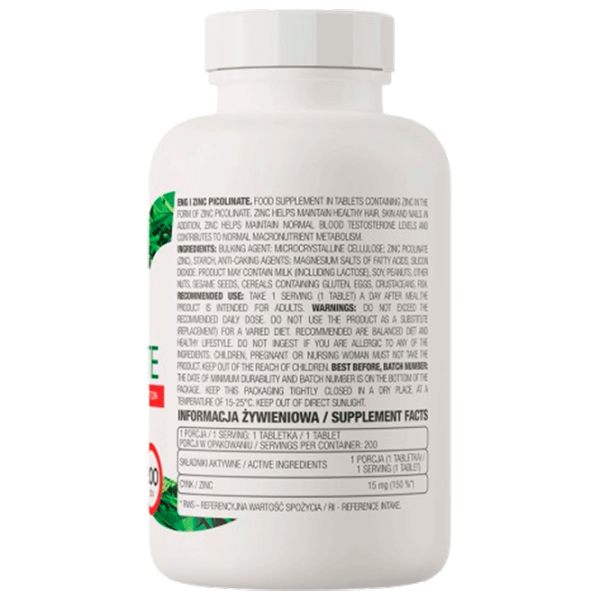 Витамины и минералы OstroVit Zinc Picolinate (5903246226683) 200 photo 3 Витамины и минералы OstroVit Zinc Picolinate (5903246226683) 200 photo 3