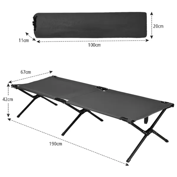 Раскладушка Costway OP70269GR холст / 136 кг / Grey photo 3 Раскладушка Costway OP70269GR холст / 136 кг / Grey photo 3