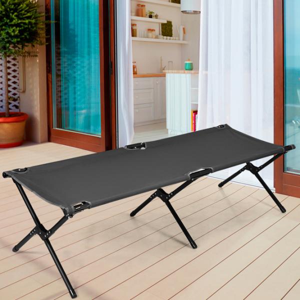 Раскладушка Costway OP70269GR холст / 136 кг / Grey photo 4 Раскладушка Costway OP70269GR холст / 136 кг / Grey photo 4