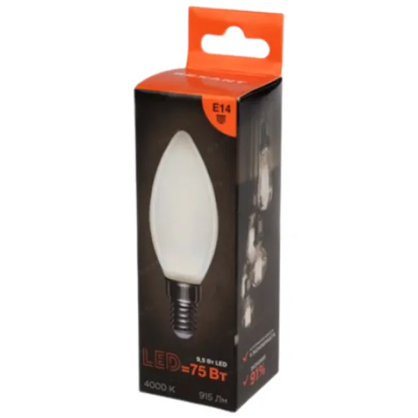Bec LED cu filament Rexant CN35 604-096 E14 / 9.5 W / 4000 K / 915lm / White photo 2 Bec LED cu filament Rexant CN35 604-096 E14 / 9.5 W / 4000 K / 915lm / White photo 2