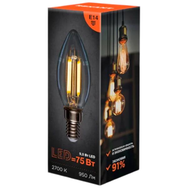 Bec LED cu filament Rexant CN35 604-091 E14 / 9.5 W / 2700 K / 950lm / White photo 2 Bec LED cu filament Rexant CN35 604-091 E14 / 9.5 W / 2700 K / 950lm / White photo 2