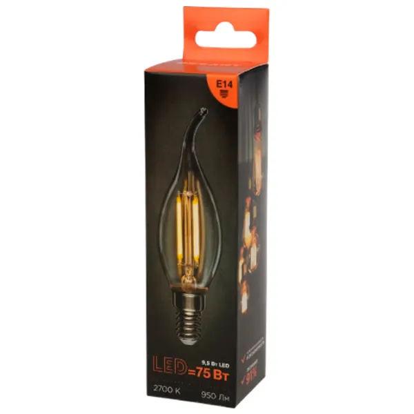Bec LED cu filament Rexant CN35 604-109 E14 / 9.5 W / 2700 K / 950lm / Yellow photo 2