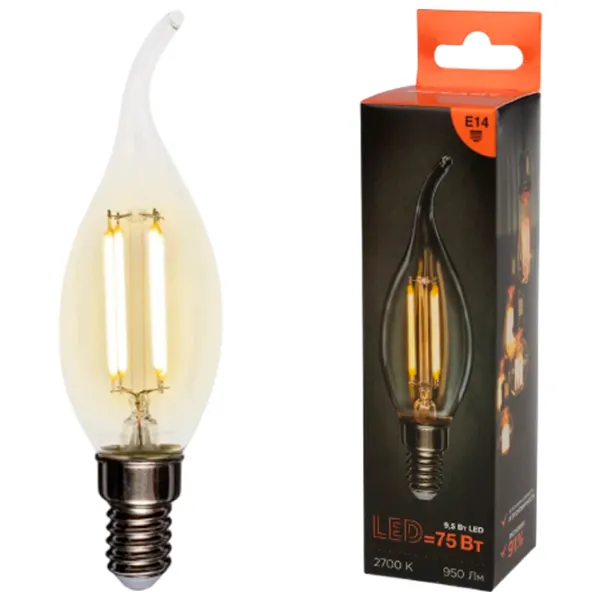 Bec LED cu filament Rexant CN35 604-109 E14 / 9.5 W / 2700 K / 950lm / Yellow photo 3