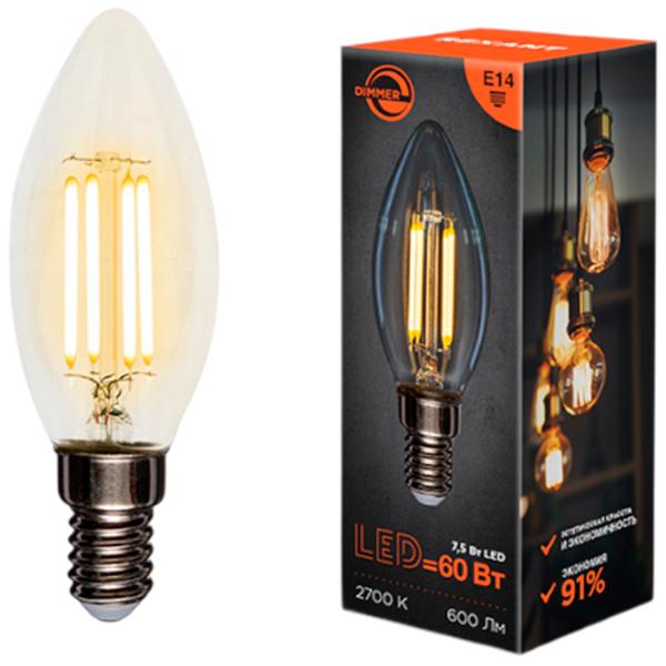 Bec LED cu filament Rexant CN35 604-087 E14 / 7.5 W / 2700 K / 600lm / White photo 3 Bec LED cu filament Rexant CN35 604-087 E14 / 7.5 W / 2700 K / 600lm / White photo 3
