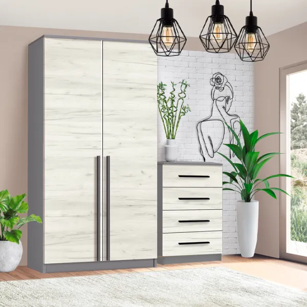 Шкаф Modern Kenon 100 x 50см x 210 / ДСП / Серый photo 3