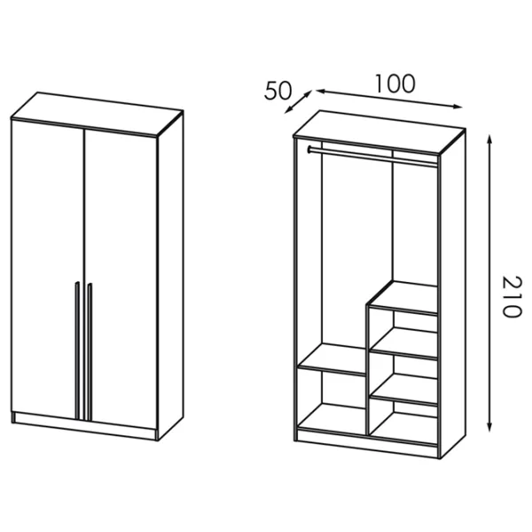 Шкаф Modern Kenon 100 x 50см x 210 / ДСП / Серый photo 4