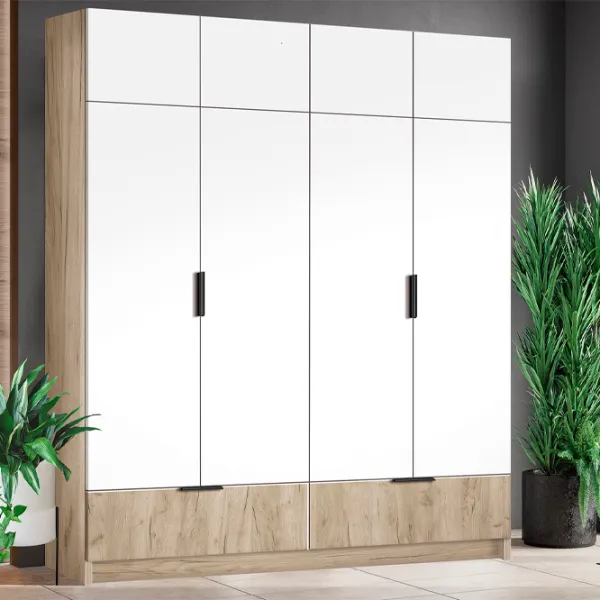 Dulap Modern Komfort 180 x 52 x 240 / DSP / Stejar craft gri photo 2