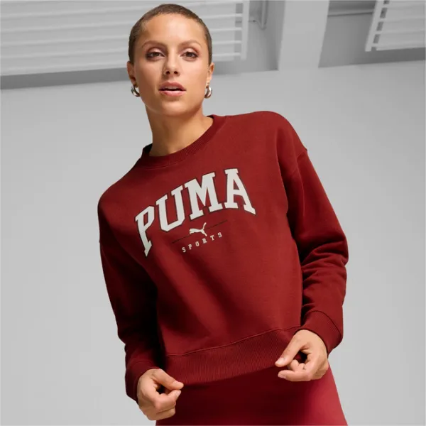 Hanorac pentru femei Puma Squad Crew Fl Toamnă - iarnă / Red photo 3