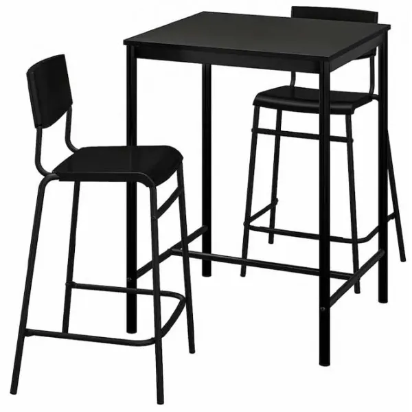 Обеденные стол со стульями Ikea Sandsberg/Stig 2 (5415795) Квадратная / ДСП / Черный photo 1