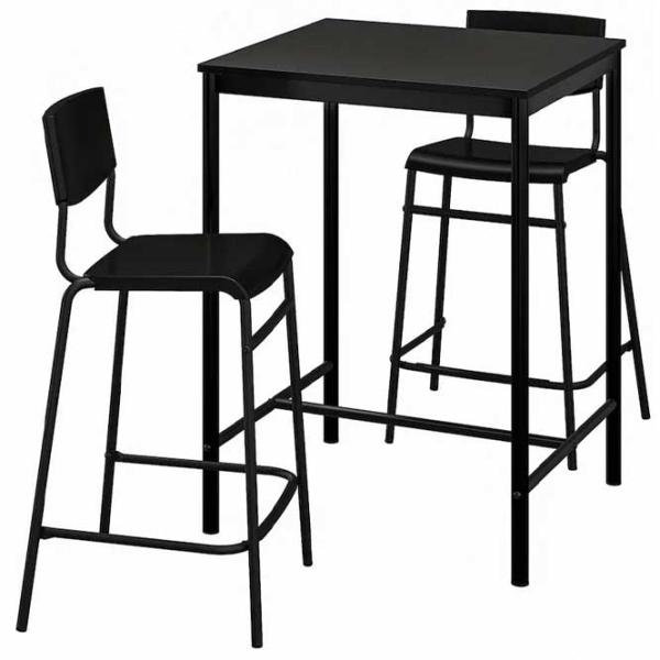 Обеденные стол со стульями Ikea Sandsberg/Stig 2 (5415795) Квадратная / ДСП / Черный photo 1