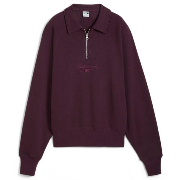 Hanorac pentru femei Puma Classics+ Half Zip Polo Crew Toamnă - iarnă / Bordo photo 1