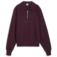 Hanorac pentru femei Puma Classics+ Half Zip Polo Crew Toamnă - iarnă / Bordo